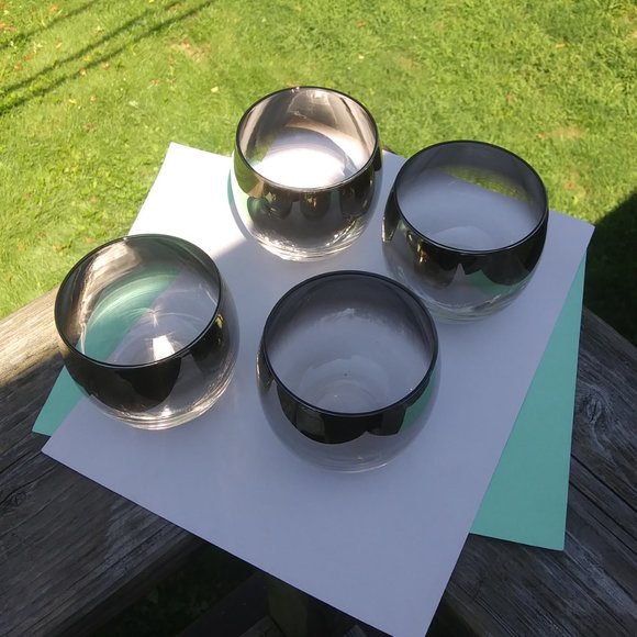 Mid century modern silver fade rolly polly glasses Set of four glasses SET B - Picture 7 of 15